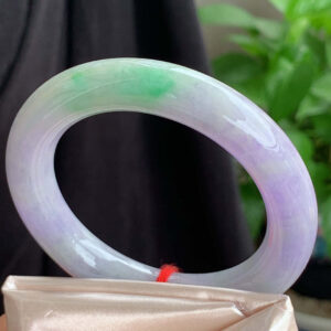Icy Spring-Color Jadeite Bangle | 54mm Round | Sweet Multicolor & Fine Old Mine Texture
