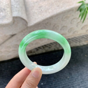 Floating Apple-Green Jadeite Bangle | 55.5mm Round | Bright Hue & Fine Texture