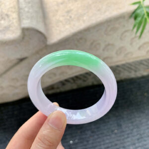 Soft Spring-Color Jadeite Bangle | 52.7mm Full-Round | Delicate Texture & Natural Charm