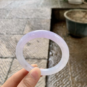 Icy Lavender Jadeite Bangle | Round Bar, Inner Diameter 53.4mm | Smooth, Fine-Grained, Premium Quality